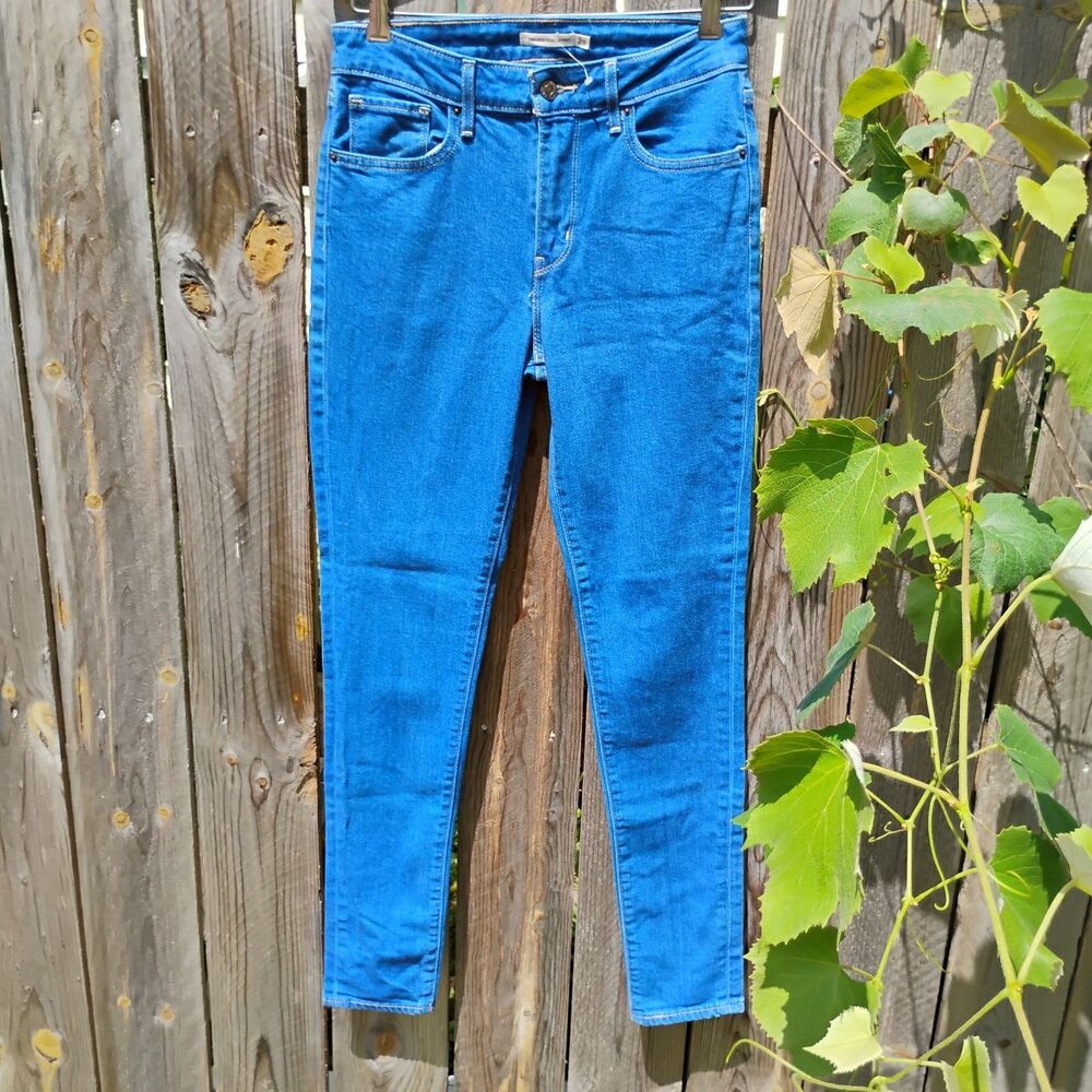 Levis 721 High Rise Skinny Jeans Womens 28 Very Blue Light Stretch Denim NWOT